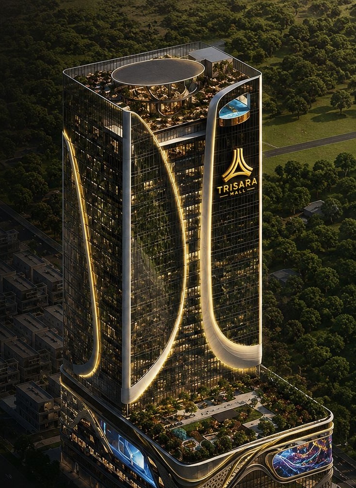 Curved architectural facade